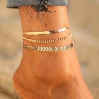 Zinc Alloy Anklet, with 4.5,4.5,5cm extender chain, plated, three layers & fashion jewelry & for woman Approx 20 cm, Approx 20.5 cm, Approx 21 cm 