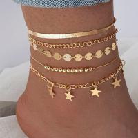 Zinc Alloy Anklet, with 5cm extender chain, fashion jewelry & multilayer & for woman, golden Approx 22 cm 