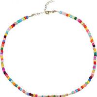 Glass Seed Beads Necklace, Zinc Alloy, with Seedbead, with 6cm extender chain, handmade, fashion jewelry & for woman, multi-colored Approx 39 cm 