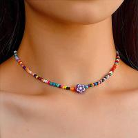 Glass Seed Beads Necklace, Zinc Alloy, with Seedbead, with 5cm extender chain, fashion jewelry & for woman, multi-colored Approx 34 cm 