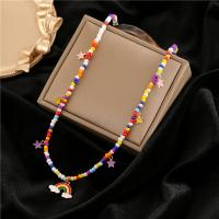 Glass Seed Beads Necklace, Zinc Alloy, with Seedbead, with 5cm extender chain, fashion jewelry & for woman, multi-colored Approx 40 cm 