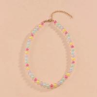 Акриловые ожерелье, цинковый сплав, с Акрил, с 7cm наполнитель цепи, Связанный вручную, ювелирные изделия моды & Женский, разноцветный, длина:Приблизительно 38 см, продается PC