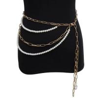 Decorative Chain Belt, Zinc Alloy, with Plastic Pearl, plated, fashion jewelry & for woman Approx 73 cm 