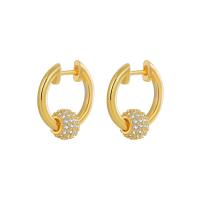Cubic Zirconia Micro Pave Brass Earring, with Cubic Zirconia, Donut, plated, fashion jewelry & for woman 