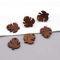 Wood Earring Drop Component, Leaf, DIY, deep coffee color Approx 