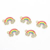 Zinc Alloy Enamel Pendants, Rainbow, gold color plated, DIY & with rhinestone, mixed colors Approx 