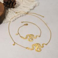 Fashion Stainless Steel Jewelry Sets, 304 Stainless Steel, with 1.18inch,1.97inch extender chain, Snake, 18K gold plated, fashion jewelry & for woman, golden Approx 6.5 Inch, Approx 16.93 Inch 