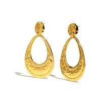 Boucle d'oreille goutte inox, Acier inoxydable 304, Plaqué d'or 18K, bijoux de mode & pour femme, doré Vendu par paire