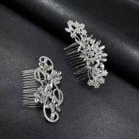 Decorative Hair Combs, Zinc Alloy, silver color plated & for woman & with rhinestone, silver color 