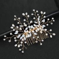 Decorative Hair Combs, Zinc Alloy, with Plastic Pearl, handmade, fashion jewelry & for woman & with rhinestone 