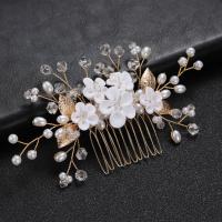 Decorative Hair Combs, Zinc Alloy, with Polymer Clay & Crystal & Plastic Pearl, handmade, fashion jewelry & for woman 