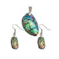 Shell Jewelry Sets, Brass, pendant & earring, with Abalone Shell, 2 pieces & fashion jewelry & for woman, 34*18*7mm,47*12*5mm 