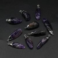 Pendentifs quartz naturel, améthyste, avec alliage de zinc, Placage de couleur argentée, DIY, violet Vendu par PC