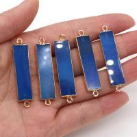Gemstone Connector, Brass, with Gemstone Chips, Rectangle, gold color plated, DIY & 1/1 loop, blue 