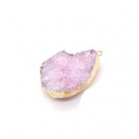 Pendentifs quartz naturel, laiton, avec améthyste, Placage de couleur d'or, DIY, violet Vendu par PC