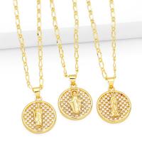 Cubic Zircon Micro Pave Brass Necklace, with 5cm extender chain, Round, plated, fashion jewelry & micro pave cubic zirconia cm 