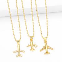 Cubic Zircon Micro Pave Brass Necklace, Airplane, plated, fashion jewelry & micro pave cubic zirconia cm 