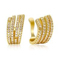 Earring Cuff and Wraps, Brass, real gold plated, micro pave cubic zirconia & for woman [