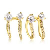 Earring Cuff and Wraps, Brass, real gold plated, micro pave cubic zirconia & for woman 