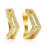 Earring Cuff and Wraps, Brass, real gold plated, micro pave cubic zirconia & for woman 