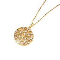 Cubic Zircon Micro Pave Brass Necklace, with 5CM extender chain, plated & micro pave cubic zirconia & for woman, golden Approx 40 cm 