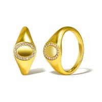Befestigter Zirkonia Messingring Fingerring, Messing, vergoldet, Micro pave Zirkonia & für Frau, keine, verkauft von PC