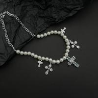 Collar de perlas de plástico, aleación de zinc, con Perlas plásticas, Joyería & diferentes estilos para la opción & para mujer, Vendido por UD