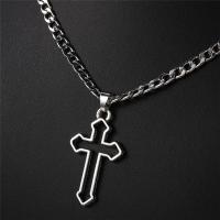 Zinc Alloy Necklace, Cross, silver color plated, fashion jewelry & for woman Approx 65 cm 