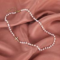 Collar de perlas de plástico, aleación de zinc, con Perlas plásticas, con 5cm extender cadena, chapado en color dorado, Joyería & para mujer, longitud:aproximado 40 cm, Vendido por UD