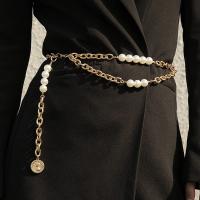 Decorative Chain Belt, Zinc Alloy, with Plastic Pearl, plated, fashion jewelry & for woman Approx 86 cm 
