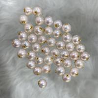 Natural Freshwater Pearl Loose Beads, with Brass, Round, DIY white 