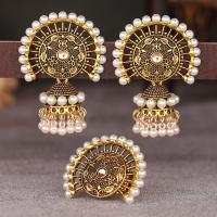 Fashion Zinc Alloy Jewelry Sets, with Plastic Pearl, gold color plated, 2 pieces & fashion jewelry & for woman [