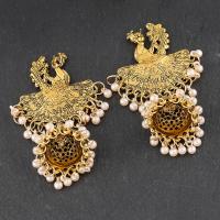 Enamel Zinc Alloy Drop Earring, with Plastic Pearl, gold color plated, fashion jewelry & for woman 