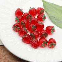 Imitation de fruits Pendentif Résine, fraise, goutté d'époxy, DIY & effet 3D, rouge, Environ Vendu par sac