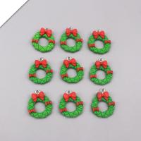 Resin Jewelry Pendant, Christmas Wreath, epoxy gel, DIY & hollow, mixed colors, Approx 