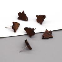 Wood Earring Drop Component, Christmas Tree, DIY, deep coffee color Approx 