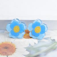 Acrylic Jewelry Pendant, Flower, epoxy gel, DIY, blue, Approx 