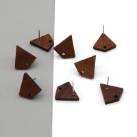 Holz Ohranhänger Zubehör, DIY, dunkle Kaffee-Farbe, 16x16mm, ca. 100PCs/Tasche, verkauft von Tasche