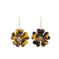 Resin Zinc Alloy Earring, with Resin, Flower, fashion jewelry & micro pave cubic zirconia & for woman 