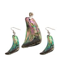 Shell Jewelry Sets, Brass, pendant & earring, with Abalone Shell, 2 pieces & fashion jewelry & for woman, 47*19*8mm,58*21*7mm 
