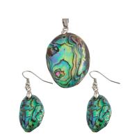 Shell Jewelry Sets, Brass, pendant & earring, with Abalone Shell, 2 pieces & fashion jewelry & for woman, 46*24*11mm,48*16*6mm 