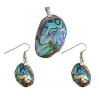 Shell Jewelry Sets, Brass, pendant & earring, with Abalone Shell, 2 pieces & fashion jewelry & for woman, 47*24*12mm,43*15*5mm 