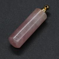 quartz rose Pendentif bouteille de parfum, avec laiton, pilier, Placage de couleur d'or, DIY, rose Vendu par PC