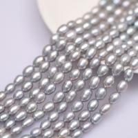 Rice Cultured Freshwater Pearl Beads, DIY, silver color, 8mm Approx 37 cm 
