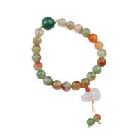 Malachite Agate Bracelets, with Chalcedony & Wax Cord, Calabash, plated, fashion jewelry, green cm 