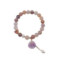 Edelstein Perlen Armbänder, Sie Taicui, mit Natürliche kultivierte Süßwasserperlen & Messing, plattiert, Modeschmuck, violett, Länge:17 cm, verkauft von PC
