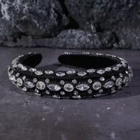 Hair Bands, Velveteen, with Sponge & Zinc Alloy, handmade, for woman & with rhinestone 15.3cm 