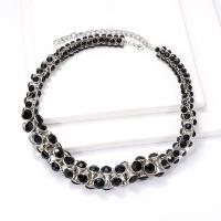 Rhinestone Zinc Alloy Necklace, with 10.5cm extender chain, fashion jewelry & for woman & with rhinestone, black Approx 43 cm 