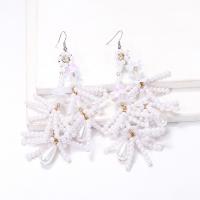 Plastic Pearl Zinc Alloy Earring, with Plastic Pearl, Flower, handmade, fashion jewelry & for woman, white 