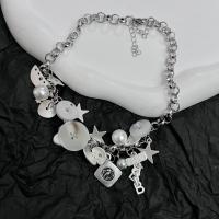 Collar de perlas de plástico, aleación de zinc, con Perlas plásticas, Joyería & diferentes estilos para la opción & con diamantes de imitación, Vendido por UD